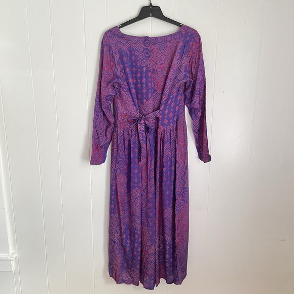Vintage 70s Adini India Dress NWT S/M Boho Hippie Patchwork Purple Midi - Picture 2 of 11